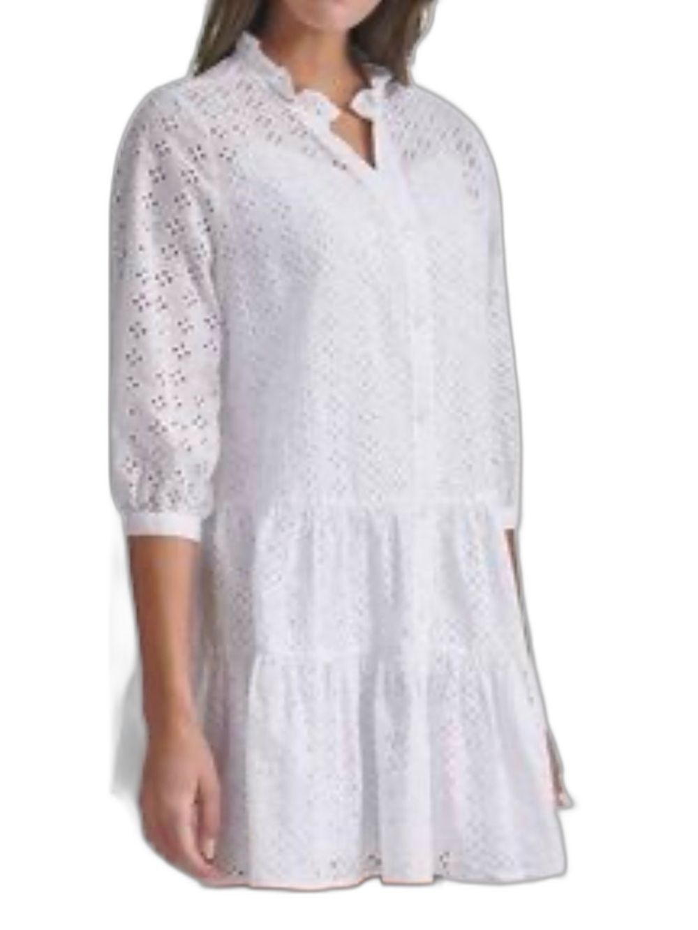 Tommy Hilfiger Women's White Eyelet Tiered Dress size 8